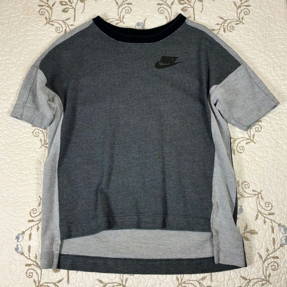 Nike T-Shirt Womens Large Gray Excellent Colorblock Boxy Knit